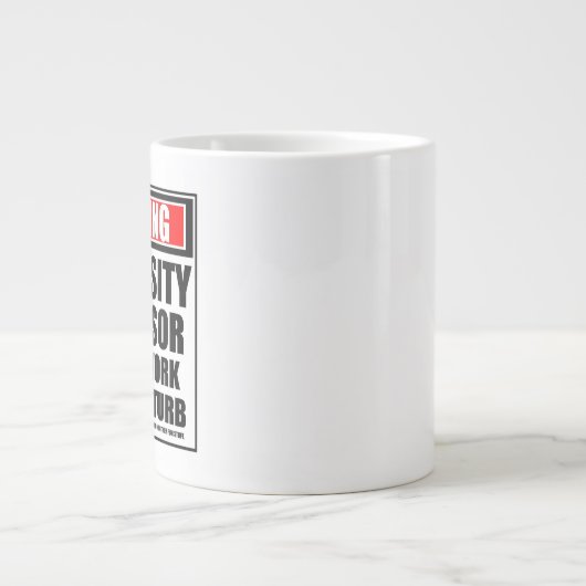 Waarschuwing hoogleraar hard werken grote koffiekop (Voorkant)