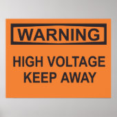 Waarschuwing Hoogspanning Houd weg Teken Poster (Voorkant)