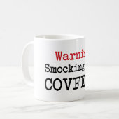 Waarschuwing Hot Covfefe tromp humor mok (Voorkant links)