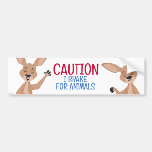 Waarschuwing I Brake voor dieren Australische Kang Bumpersticker