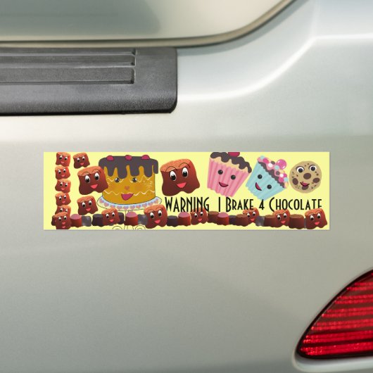 WAARSCHUWING I rem VOOR Chocolate Chibi - Bumpersticker (Op auto)