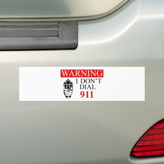 Waarschuwing: Ik bel niet 911 Bumpersticker (Op auto)