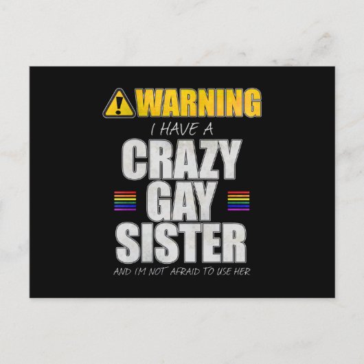 Waarschuwing: ik heb een gekkenzuster briefkaart (Voorkant)