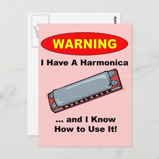 Waarschuwing! Ik heb een Harmonica... Briefkaart (Voorkant / Achterkant)