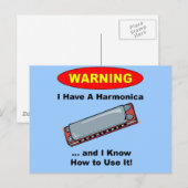 Waarschuwing! Ik heb een Harmonica... Briefkaart (Voorkant / Achterkant)