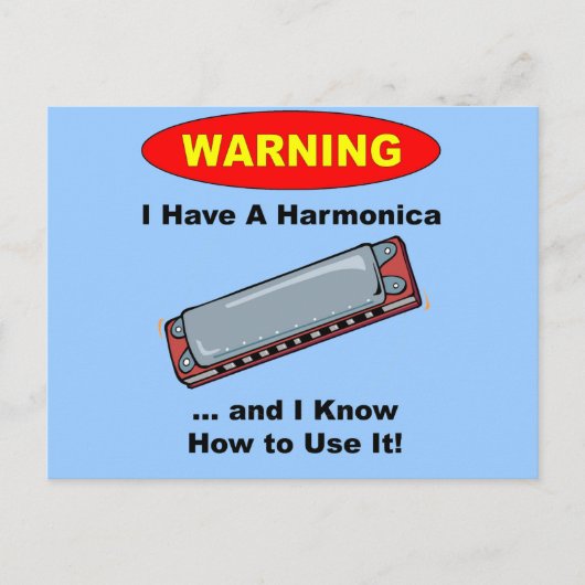 Waarschuwing! Ik heb een Harmonica... Briefkaart (Voorkant)