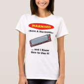 Waarschuwing! Ik heb een Harmonica... T-shirt (Voorkant)