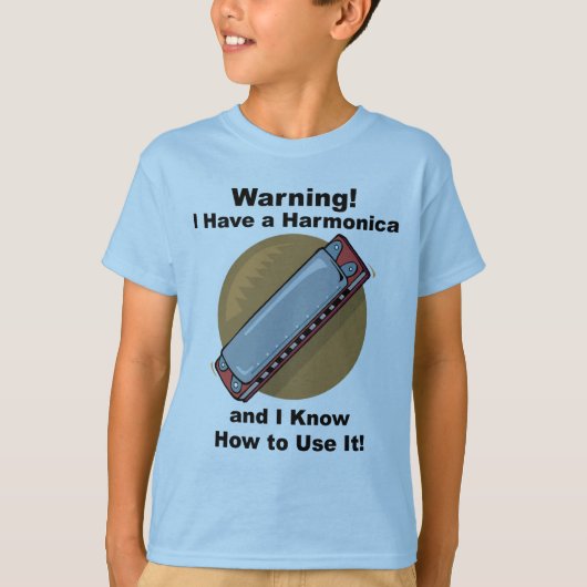 Waarschuwing! Ik heb een Harmonica... T-shirt (Voorkant)
