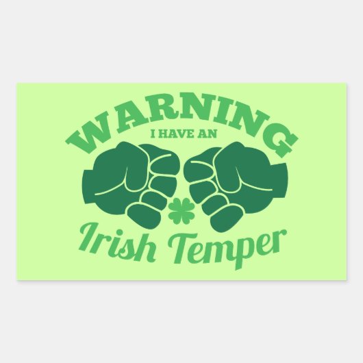 Waarschuwing Ik heb een Irish Temper! van Geweldig Rechthoekige Sticker (Voorkant)
