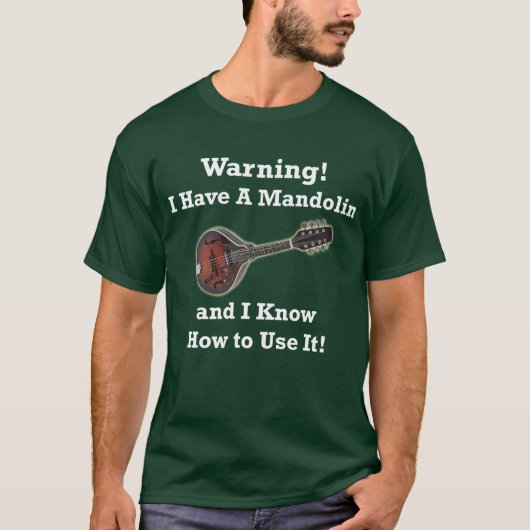 Waarschuwing! Ik heb een mandolin T-shirt (Voorkant)