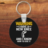 Waarschuwing: ik heb een nieuwe knie vervangingsop sleutelhanger (Voorkant)
