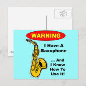 Waarschuwing. Ik heb een saxofoon.. Briefkaart (Voorkant / Achterkant)
