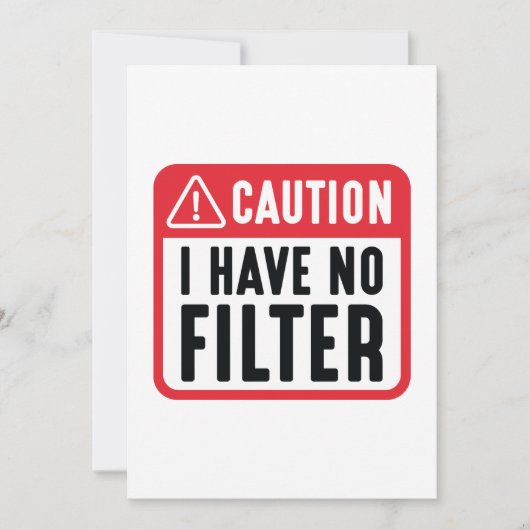 Waarschuwing Ik Heb Geen Filter Bedankkaart (Voorkant)