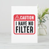 Waarschuwing Ik Heb Geen Filter Bedankkaart (Staand voorkant)