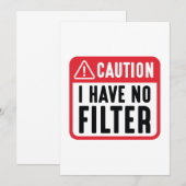 Waarschuwing Ik Heb Geen Filter Bedankkaart (Voorkant / Achterkant)