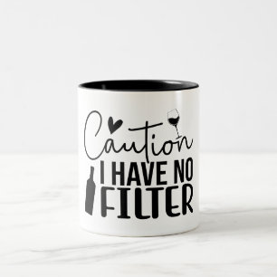 Waarschuwing ik heb geen filter  tweekleurige koffiemok