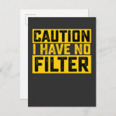 Waarschuwing Ik heb geen filter  Uitnodiging Briefkaart (Voorkant / Achterkant)