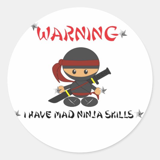 Waarschuwing Ik heb gekke Ninja Skills - Sticker (Voorkant)