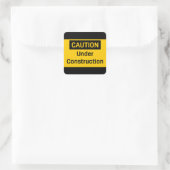 WAARSCHUWING In aanbouw Vierkante Sticker (Tas)
