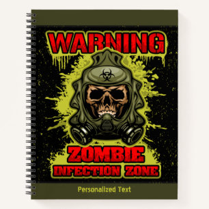 Waarschuwing Infectiezone Zombie Notitieboek