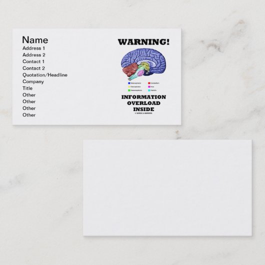 Waarschuwing! Informatie overbelasting binnenin (H Visitekaartje (Voorkant / Achterkant)