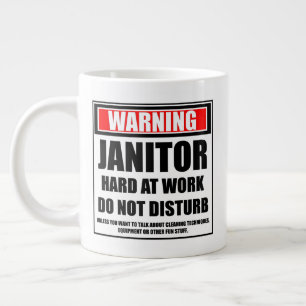 Waarschuwing Janitor hard op het werk stoort niet Grote Koffiekop