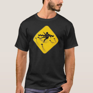 Waarschuwing Jellyfish in Water-Street-teken T-shirt