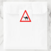 Waarschuwing Kameel Overstekende Verkeersteken Vierkante Sticker (Tas)