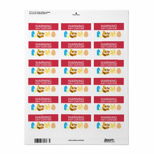 Waarschuwing kan allergenen bevatten Waarschuwing  Etiket (Full Sheet)