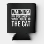 Waarschuwing! Kan beginnen met praten met de kat Blikjeskoeler (Voorkant)