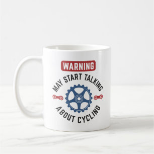 Waarschuwing kan beginnen met praten over fietsen koffiemok