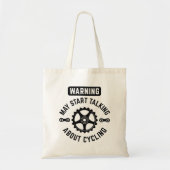 Waarschuwing kan beginnen met praten over fietsen tote bag (Voorkant)