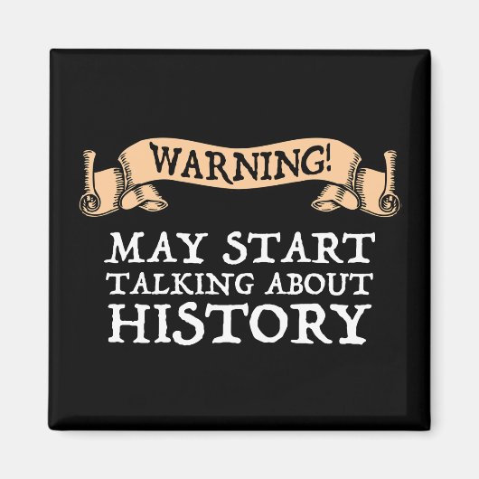 Waarschuwing! Kan beginnen met praten over geschie Magneet (Voorkant)