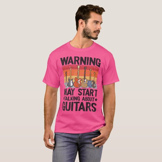 Waarschuwing kan beginnen te praten over gitarist t-shirt (Voorkant volledig)