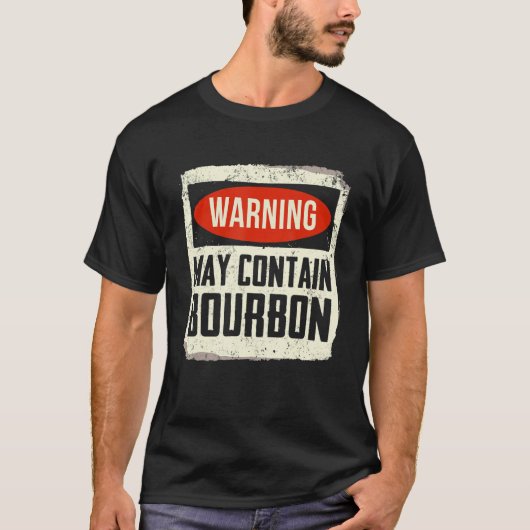 Waarschuwing kan de Vintage Bourbon bevatten T-shirt (Voorkant)