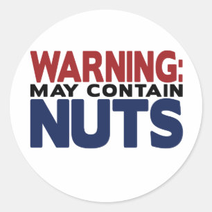 WAARSCHUWING: KAN EEN NUTS-sticker BEVATTEN Ronde Sticker
