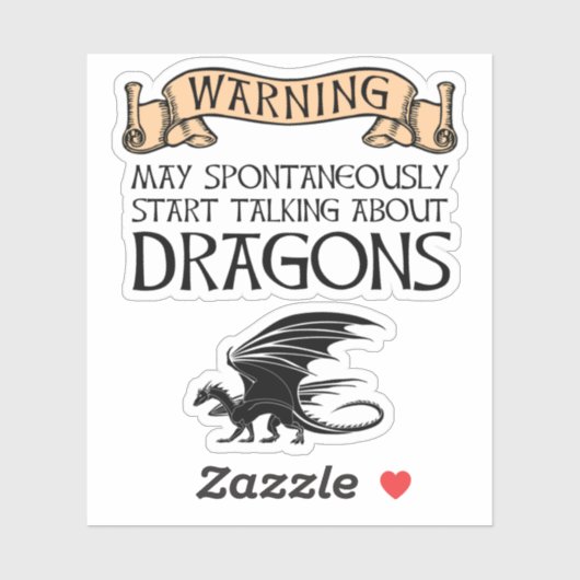 Waarschuwing: kan gaan praten over draken sticker (Vel)