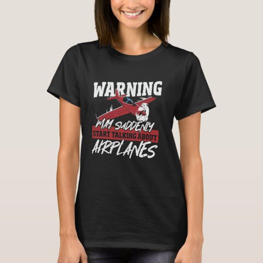 Waarschuwing kan plotseling gaan praten over vlieg t-shirt (Voorkant)