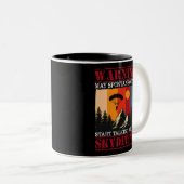 Waarschuwing kan spontaan beginnen met skydiven tweekleurige koffiemok (Voorkant rechts)