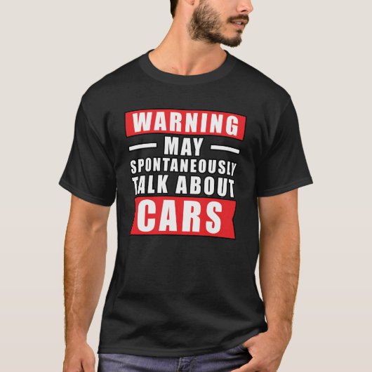 Waarschuwing kan spontaan praten over auto's - gra t-shirt (Voorkant)