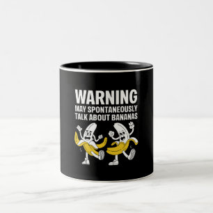 Waarschuwing Kan Spontaan Praten Over Bananen Tweekleurige Koffiemok
