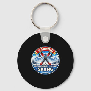 Waarschuwing kan spontaan praten over skiën skiër sleutelhanger