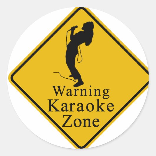 Waarschuwing karaoke zone ronde sticker (Voorkant)