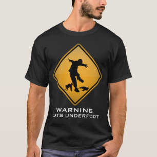 WAARSCHUWING, Katten onderaan T-shirt