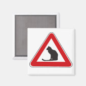 Waarschuwing Katten, verkeersbord, Italië Magneet (Voorkant / Achterkant)