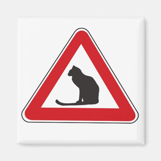 Waarschuwing Katten, verkeersbord, Italië Magneet (Voorkant)