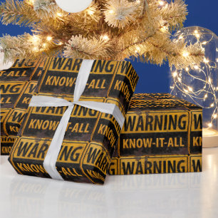WAARSCHUWING KENNIS-IT-ALL - Waarschuwingsteken vo Cadeaupapier