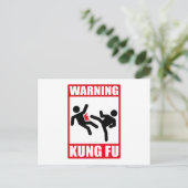 waarschuwing kung fu briefkaart (Staand voorkant)