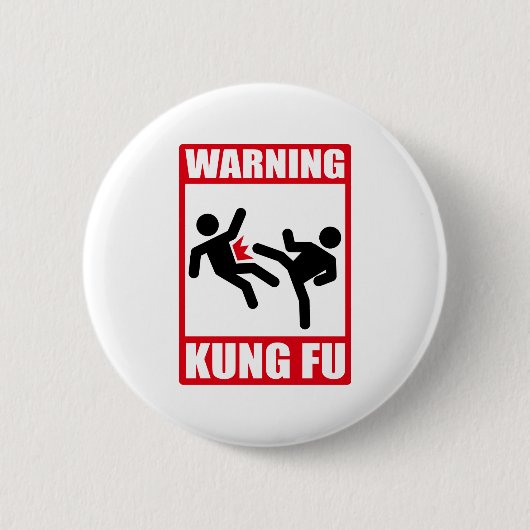 waarschuwing kung fu ronde button 5,7 cm (Voorkant)