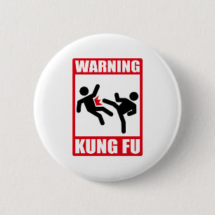 waarschuwing kung fu ronde button 5,7 cm